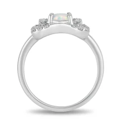 Enchanted Disney Fine Jewelry Sterling Silver 1/6 CTTW Diamond with Created Opal Cinderella Carriage Ring