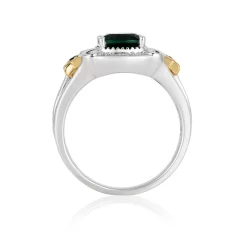 Enchanted Disney Fine Jewelry 14K Yellow Gold over Sterling Silver with 1/20 CTTW Diamonds Created Emerald Tinker Bell Star Ring