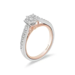 Enchanted Disney Fine Jewelry 10K White Gold and Rose Gold with 1/2 CTTW Snow White Disney Engagement Ring