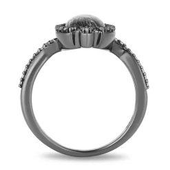 Enchanted Disney Fine Jewelry Black Rhodium over Sterling Silver 1/4 CTTW Diamond with Rutile Quartz Maleficent Ring
