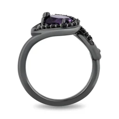 Enchanted Disney Fine Jewelry Black Rhodium over Sterling Silver with 1/5 CTTW Black Diamond and Amethyst Ursula Ring