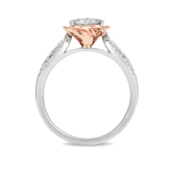 Enchanted Disney Fine Jewelry 14K Rose Gold and White Gold with 1/2 CTTW Diamond Belle Composite Engagement Ring