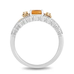 Enchanted Disney Fine Jewelry Sterling Silver and 10K Yellow Gold with Citrine and 1/4 CTTW Diamond Belle 30th Anniversary Ring