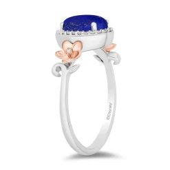 Enchanted Disney Fine Jewelry 14K Rose Gold over Sterling Silver with 1/10 CTTW Diamonds and Lapis Moana Ring
