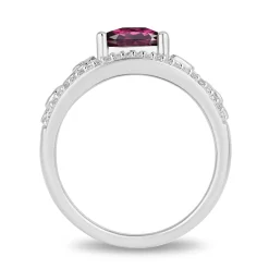 Enchanted Disney Fine Jewelry Sterling Silver with 1/15 CTTW Diamonds and Rhodolite Garnet Mulan Ring