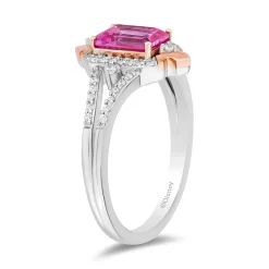 Enchanted Disney Fine Jewelry 14K Rose Gold Over Sterling Silver with 1/5 CTTW Diamonds Aurora Ring