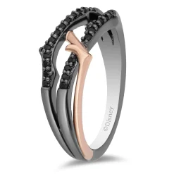 Enchanted Disney Fine Jewelry 10K Rose Gold and Black Rhodium Over Sterling Silver with 1/5 CTTW Black Diamond Maleficent 
