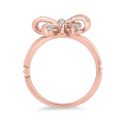 Enchanted Disney Fine Jewelry 10K Rose Gold 1/10 CTTW Snow White Bow Ring