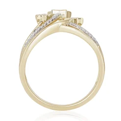 Enchanted Disney Fine Jewelry 10K Yellow Gold 1/10 CTTW Tinker Bell Tiara Star Ring