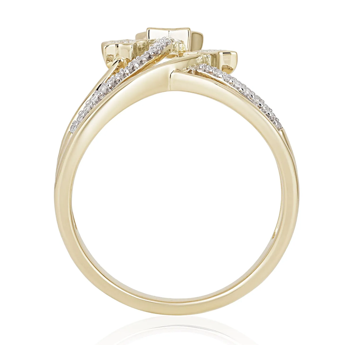 Enchanted Disney Fine Jewelry 10K Yellow Gold 1/10 CTTW Tinker Bell Tiara Star Ring