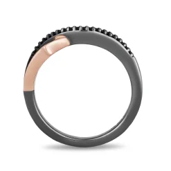 Enchanted Disney Fine Jewelry Black Rhodium over Sterling Silver and 14K Rose Gold with 1/10 CTTW Diamonds Maleficent Ring