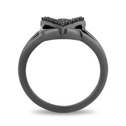 Enchanted Disney Fine Jewelry Black Rhodium Over Sterling Silver with 1/8 CTTW Diamonds and Garnet Cruella Ring