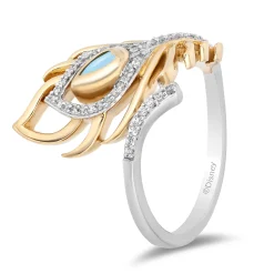 Enchanted Disney Fine Jewelry Sterling Silver and 10K Yellow Gold with 1/6 CTTW Diamonds Jasmine Ring