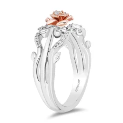 Enchanted Disney Fine Jewelry 14K Rose Gold Over Sterling Silver with 1/6 CTTW Diamonds Belle Ring