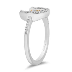 Enchanted Disney Fine Jewelry  Black Rhodium Over Sterling Silver and 10K Yellow Gold with 1/6 CTTW Diamonds and Swiss Blue Topaz Jasmine Moon with Star Ring