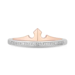 Enchanted Disney Fine Jewelry Black Rhodium and 14K Rose Gold Over Sterling Silver 1/5 CTTW Black and White Diamond Aurora and Maleficent Duo Stack Ring