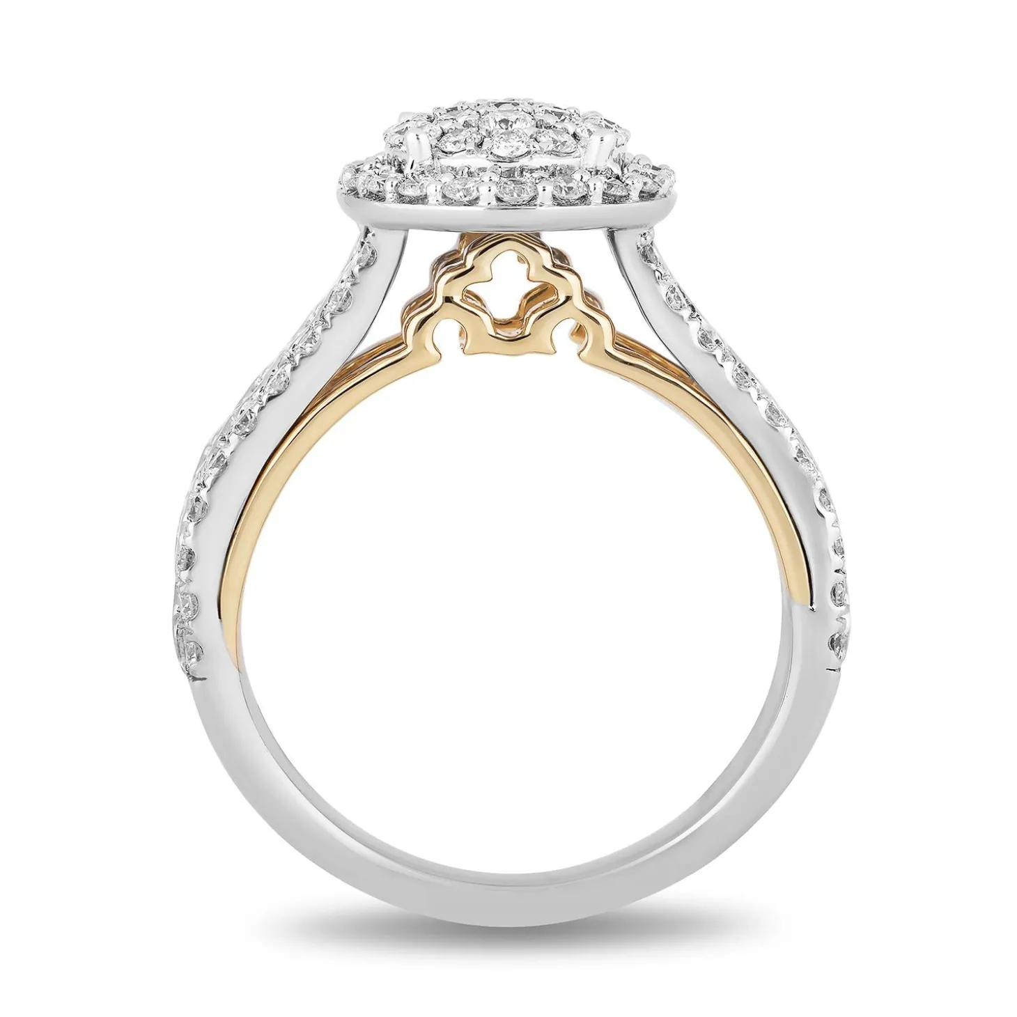 Enchanted Disney Fine Jewelry 14K White Gold and Yellow Gold with 1 CTTW Diamond Jasmine Engagement Ring