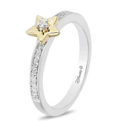 Enchanted Disney Fine Jewelry Sterling Silver and 10K Yellow Gold 1/10 CTTW Tinker Bell Ring