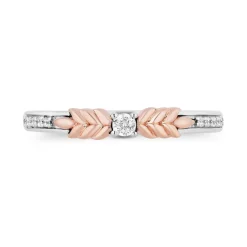 Enchanted Disney Fine Jewelry Sterling Silver and 10K Rose Gold With 1/5 CTTW Diamond Elsa and Anna Duo Stack Ring