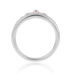 Enchanted Disney Fine Jewelry 14K Rose Gold over Sterling Silver with 1/10 CTTW Rose-de-France Rapunzel Ring