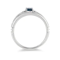 Enchanted Disney Fine Jewelry Sterling Silver with 1/10 CTTW Diamond and London Blue Topaz Cinderella Carriage Tiara Ring