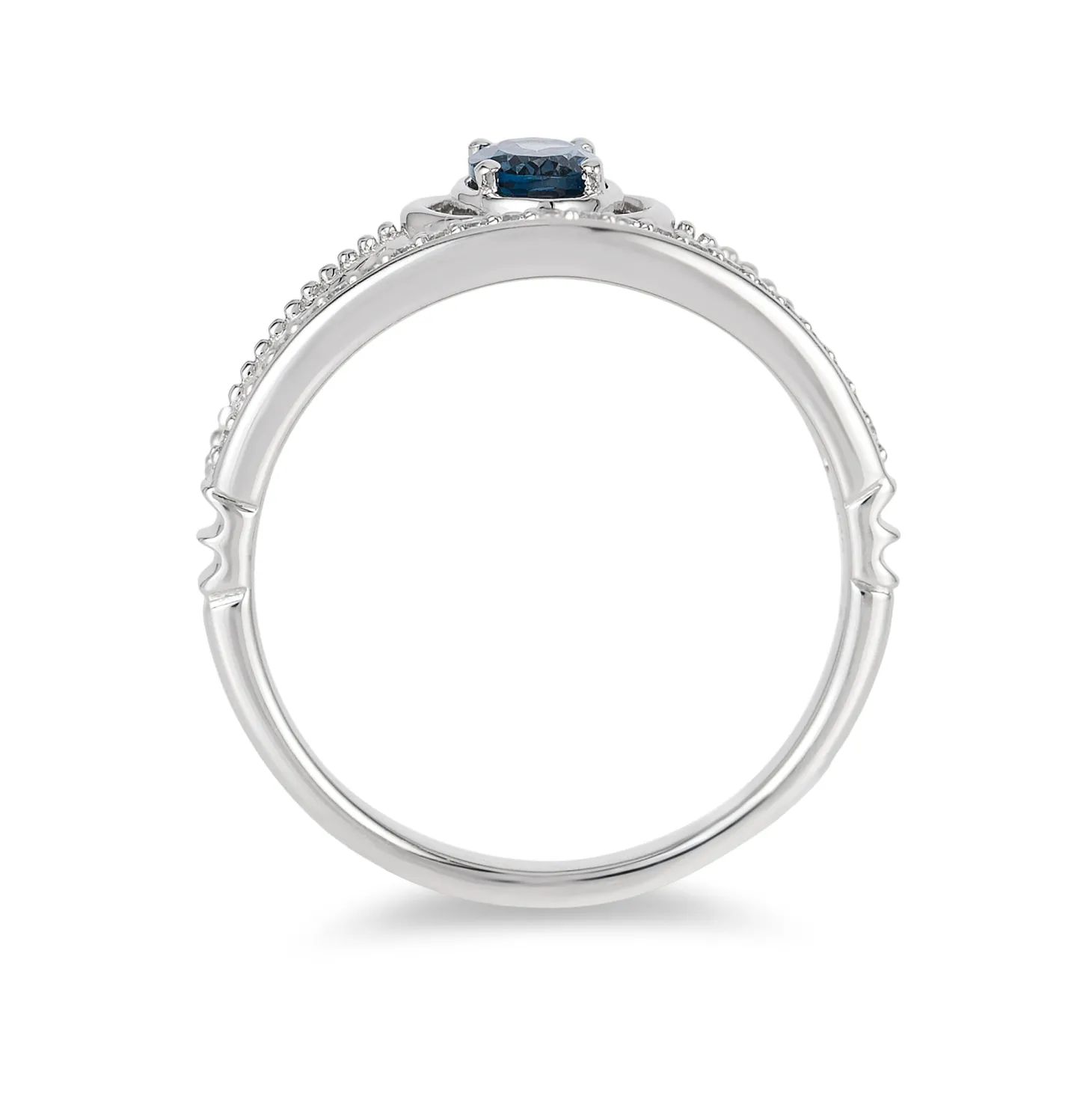 Enchanted Disney Fine Jewelry Sterling Silver with 1/10 CTTW Diamond and London Blue Topaz Cinderella Carriage Tiara Ring