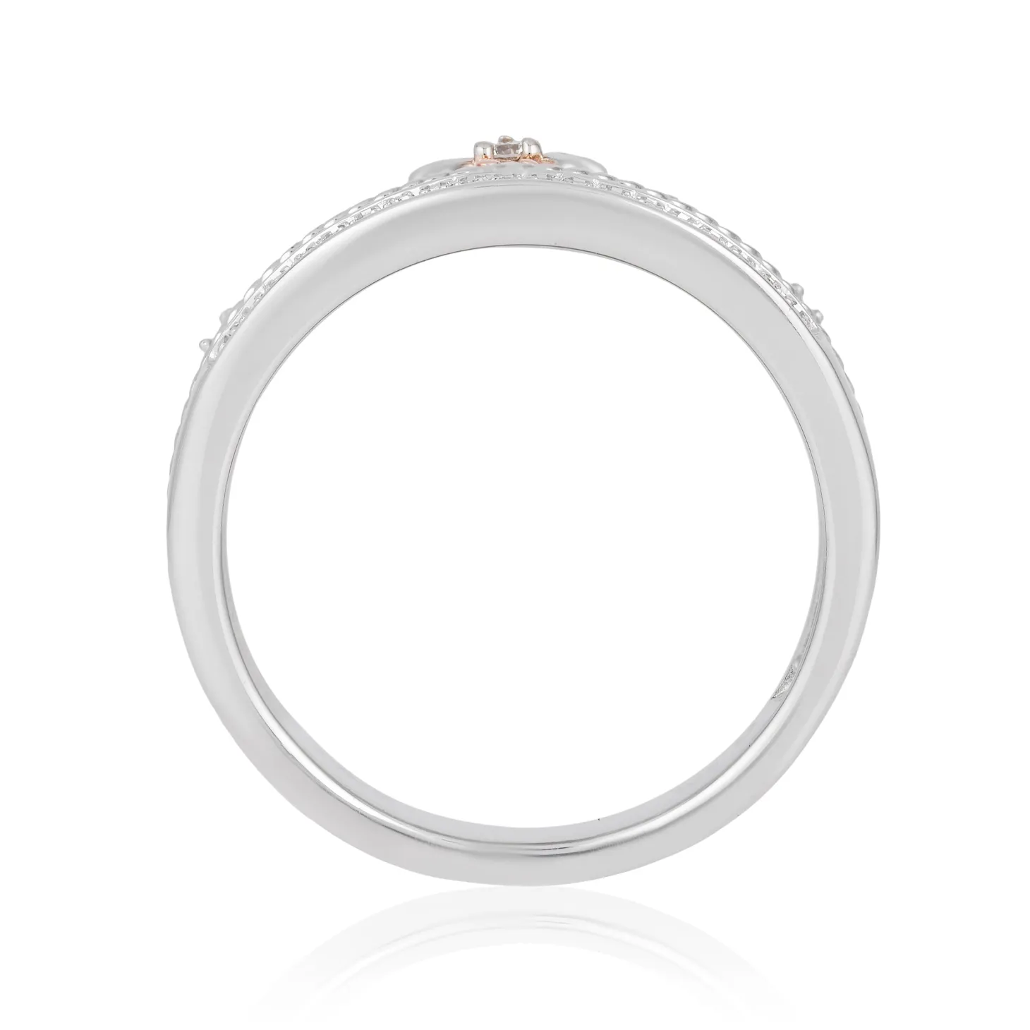 Enchanted Disney Fine Jewelry Sterling Silver and 10K Rose Gold 1/10 CTTW Rapunzel Tiara Ring