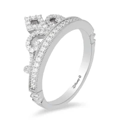 Enchanted Disney Fine Jewelry Sterling Silver 1/4 CTTW Majestic Princess Tiara Ring