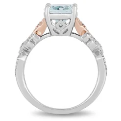 Enchanted Disney Fine Jewelry 10K White Gold and Rose Gold with 1/6 CTTW Diamond and Aquamarine Elsa Engagement Ring