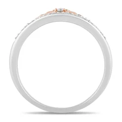 Enchanted Disney Fine Jewelry Sterling Silver and 10K Rose Gold with 1/6 CTTW Ariel Tiara Ring