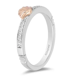 Enchanted Disney Fine Jewelry Sterling Silver and 10K Rose Gold 1/10 CTTW Ariel Ring