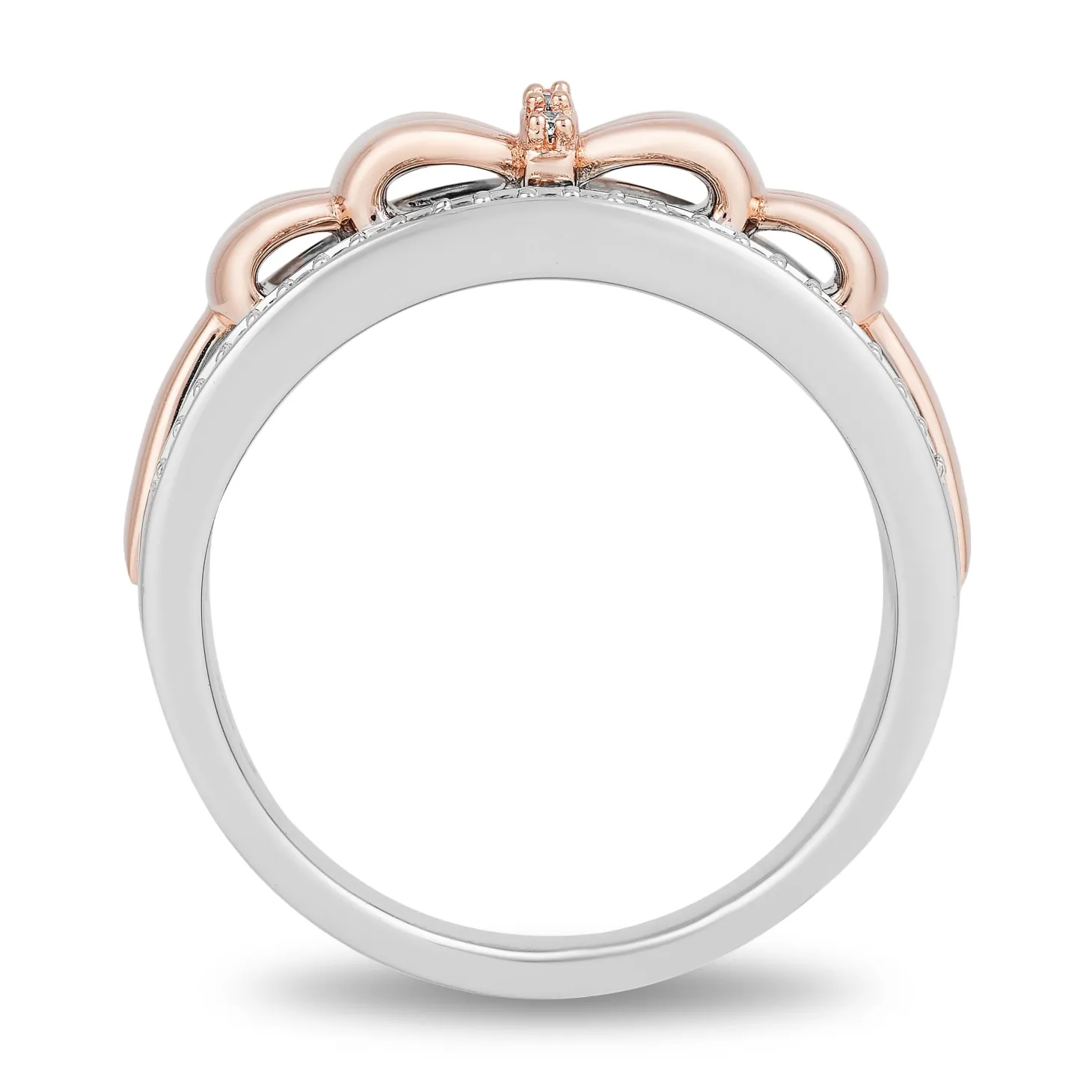 Enchanted Disney Fine Jewelry 14K Rose Gold Over Sterling Silver with 1/5 CTTW Snow White Bow Ring