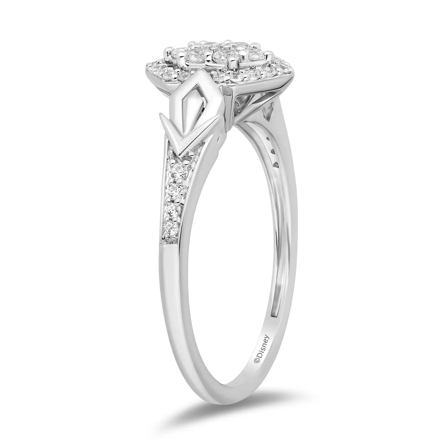Enchanted Disney Fine Jewelry 14K White Gold with 1/3 CTTW Diamonds Elsa Engagement Ring