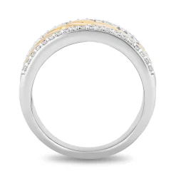 Enchanted Disney Fine Jewelry Sterling Silver and 10K Yellow Gold with 1/5 CTTW Diamond Anna Wheat Anniversary Band