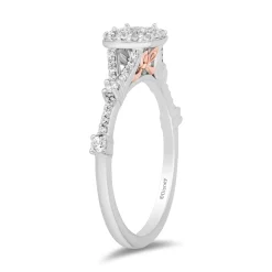 Enchanted Disney Fine Jewelry 14K White Gold and Rose Gold with  1/3 CTTW Diamonds Snow White Engagement Ring