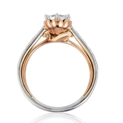 Enchanted Disney Fine Jewelry 14K White Gold and Rose Gold 1/3 CTTW Belle Rose Composite Engagement Ring