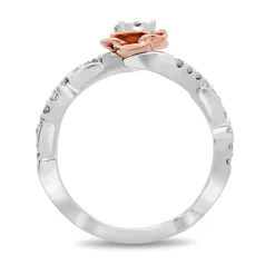 Enchanted Disney Fine Jewelry 14K White Gold and Rose Gold 1/4 CTTW Belle Promise Ring