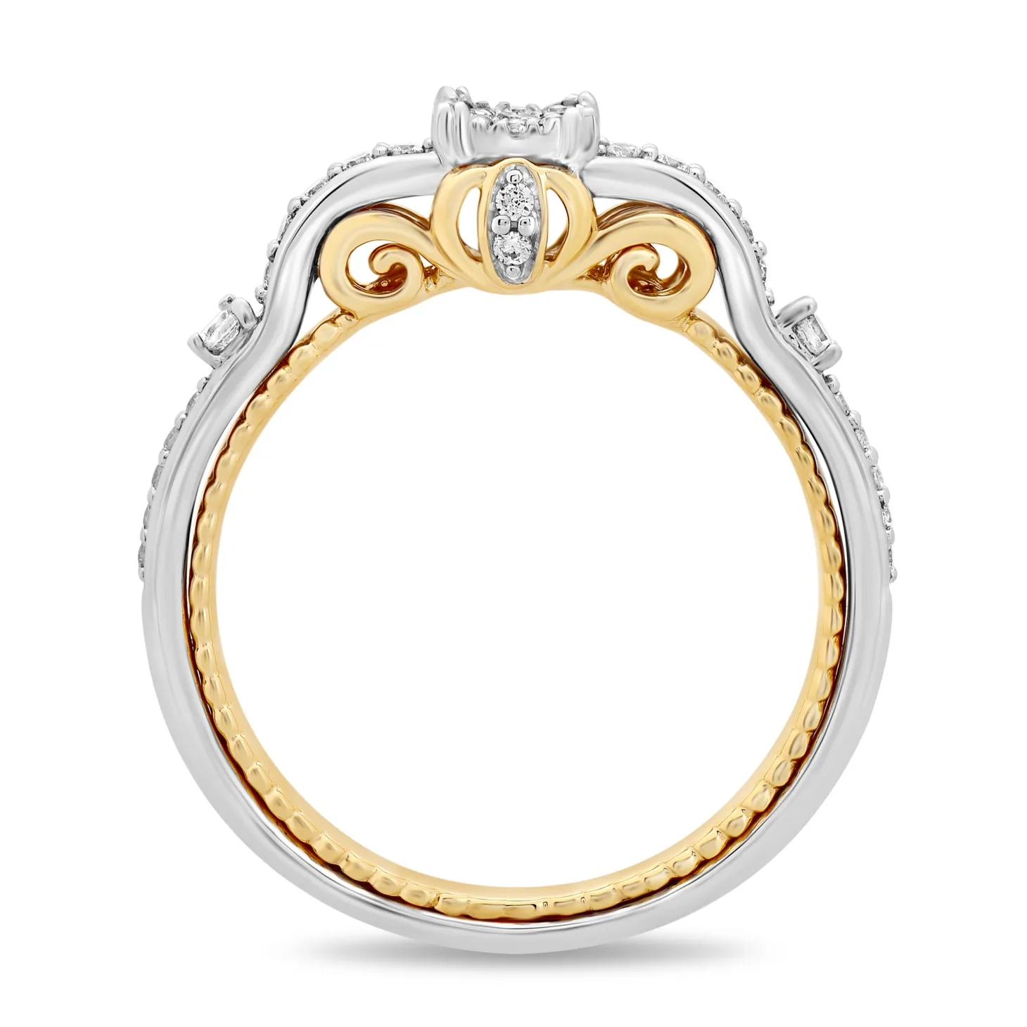 Enchanted Disney Fine Jewelry 14K White Gold And Yellow Gold with 1/4 CTTW Cinderella Promise Ring