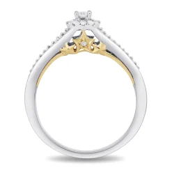 Enchanted Disney Fine Jewelry 10k White Gold and Yellow Gold with 1/5 CTTW Tinker Bell Promise Ring