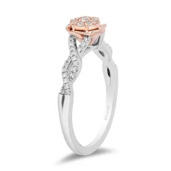 Enchanted Disney Fine Jewelry 10K White Gold and Rose Gold with 1/4 CTTW Diamonds Belle Engagement Ring