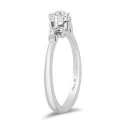 Enchanted Disney Fine Jewelry 10K White Gold with 1/4 CTTW Diamonds Cinderella Engagement Ring