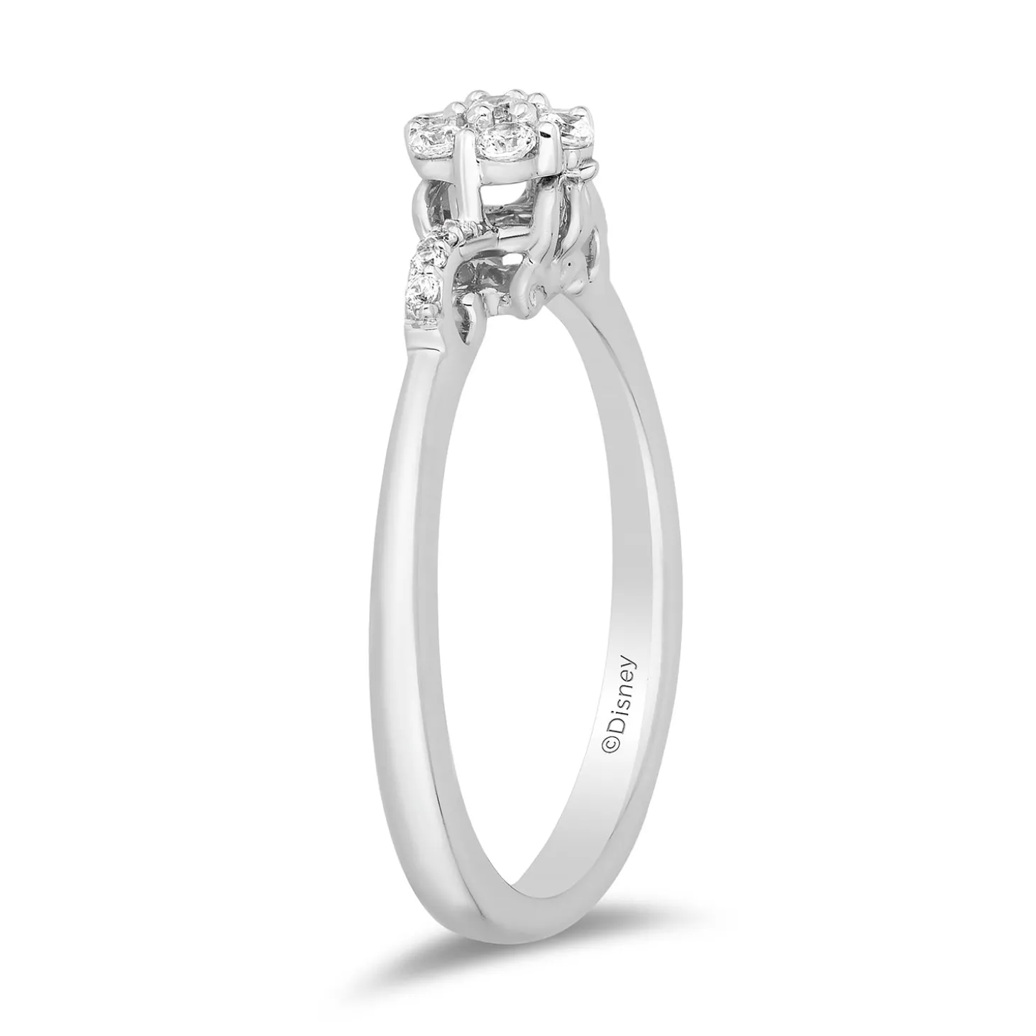 Enchanted Disney Fine Jewelry 10K White Gold with 1/4 CTTW Diamonds Cinderella Engagement Ring