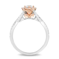 Enchanted Disney Fine Jewelry 14K Rose Gold and White Gold with 1/2 CTTW Diamond Belle Bridal Ring