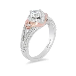 Enchanted Disney Fine Jewelry 14K White Gold And Rose Gold with 1 CTTW Aurora Engagement Ring