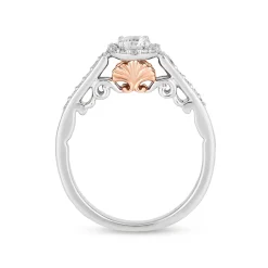 Enchanted Disney Fine Jewelry 14k White Gold  and Rose Gold with 1/2 CTTW Ariel Shell Engagement Ring