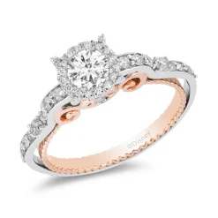 Enchanted Disney Fine Jewelry 14K White Gold and Rose Gold with 1 1/10 CTTW Cinderella Bridal Set