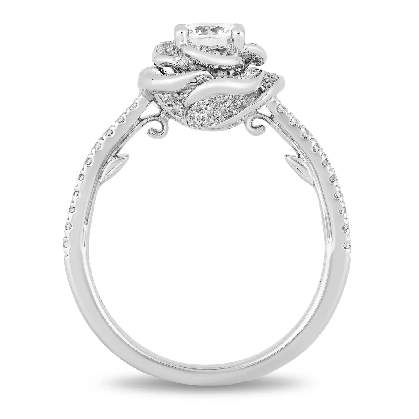 Enchanted Disney Fine Jewelry 14K White Gold with 1 CTTW Diamond Belle Rose Bridal Ring