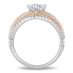 Enchanted Disney Fine Jewelry 14K White Gold and Rose Gold with 1 CTTW Aurora Engagement Ring