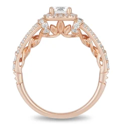 Enchanted Disney Fine Jewelry 14K Rose Gold with 1 CTTW Rapunzel Engagement Ring