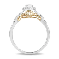 Enchanted Disney Fine Jewelry 14K White Gold and Yellow Gold With 1/2 CTTW Diamond Cinderella Engagement Ring